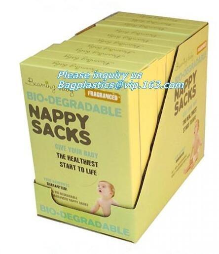 diaper sacks changing bag,PLA nappy bags, Compostable disposable biodegradable plastic garbage bag, Kitchen Compost Pail