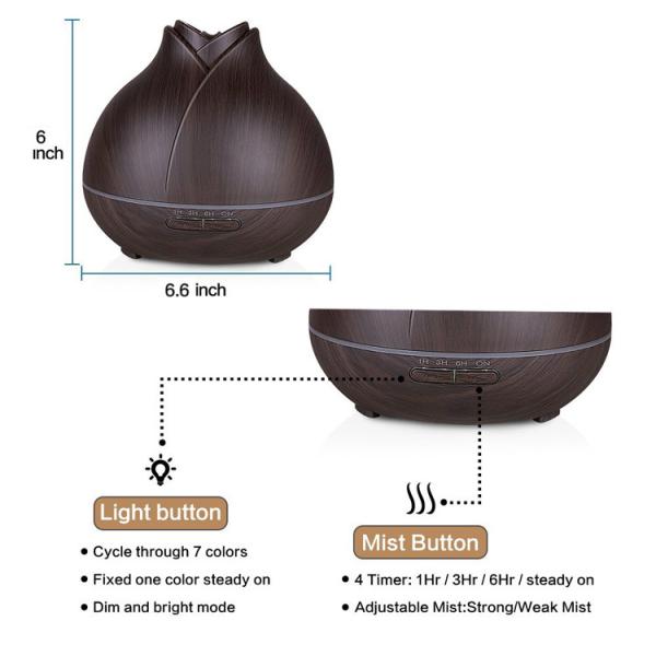 Cool Mist 400ml Wood Grain Ultrasonic Aroma Essential Oil Diffuser for Office Bedroom
