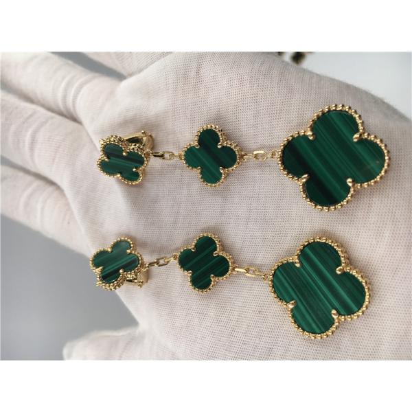 18K Gold Luxury jewe factory earrings 3 motifs malachite 18K yellow gold jewelry