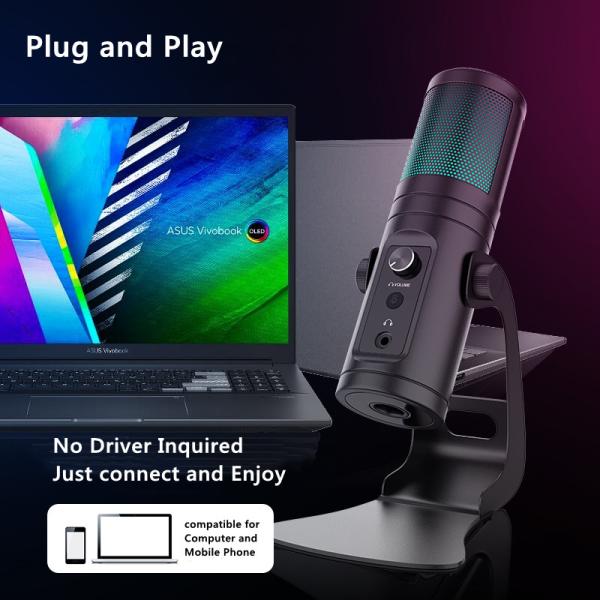 One Touch Mute USB Recording Microphone for Studio Vocal Microphone and Best Podcast USB Microphone