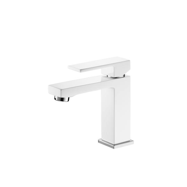 Stylish Matte White Guest Room Wash Basin Faucet 1 Hole Zinc Handle