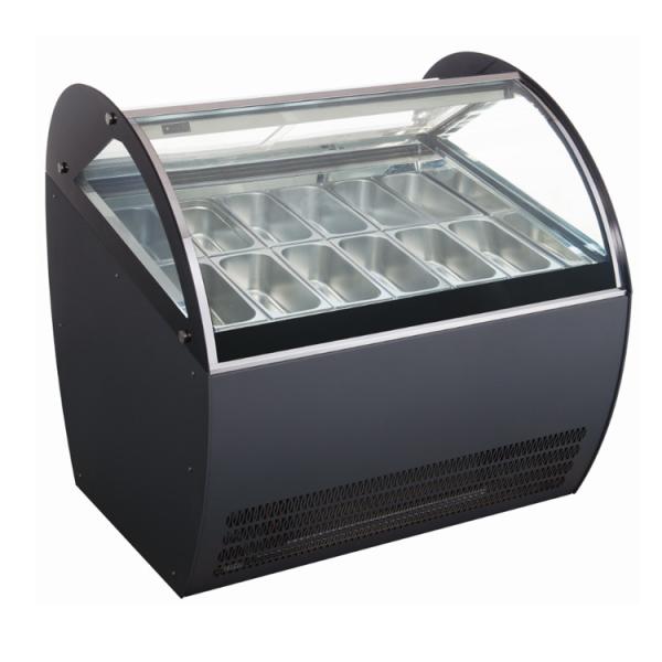 Commercial Fan Cooling Ice Cream Showcase Display Refrigerator Glass Door