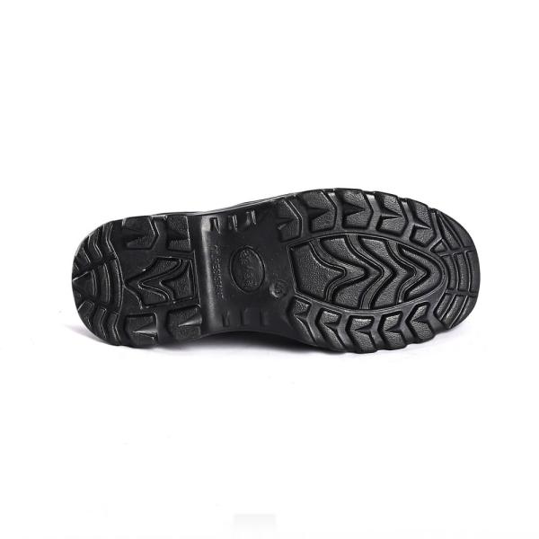 Black Embossed Cow Leather Slip Puncture Resistance Steel Insole PU Sole Safety Shoes