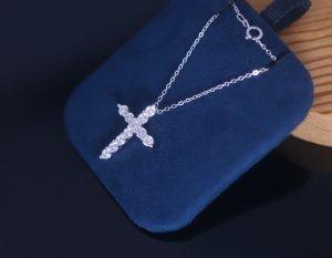 ODM 925 Sterling Silver Neckalce Diamond Cross Pendant Jewelry
