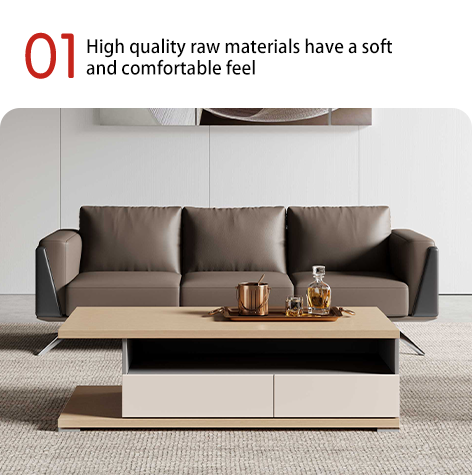 Modern Eco-Friendly Commercial Metal-legged Leather Sofa Factory wholesale