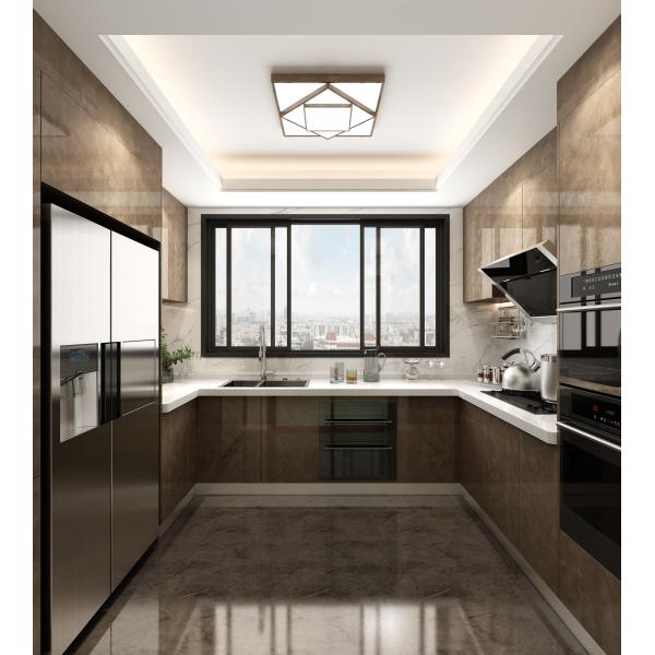 Complete Gloss Carcase Material Modular Kitchen Cabinets with Customized Veneer Color