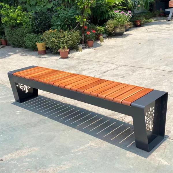 Galvanized Steel Outdoor Metal Bench With Knocked Down Backrest