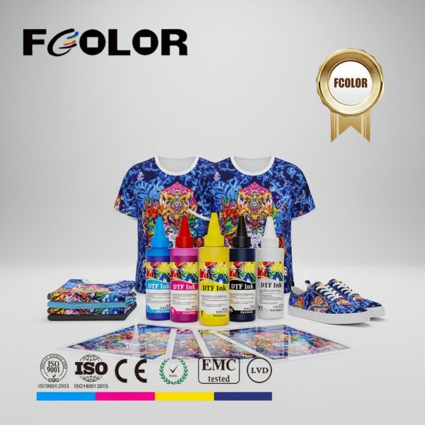 FCOLOR High Quality 100ML DTF Ink for Epson L1800 1390 XP600 I1600 I3200 Vivid Color Printing Ink DTF