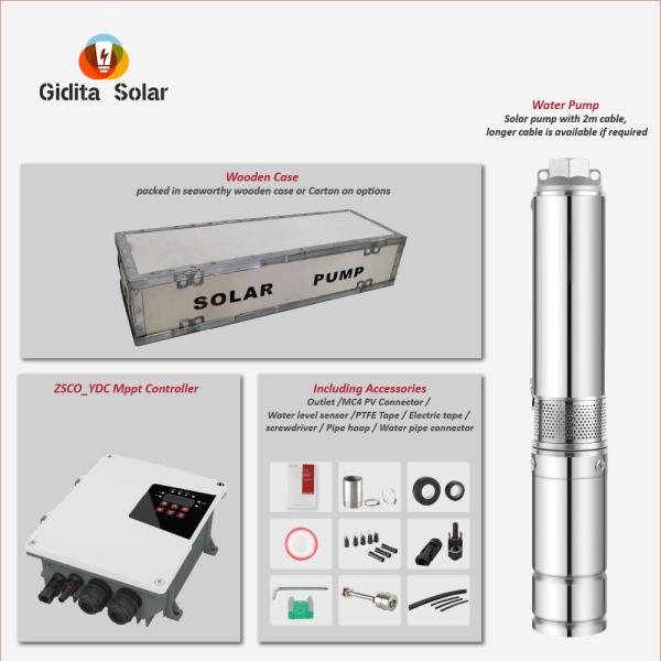 Solar Well Water Pump 1Hp DC for High Pressure Solar Submersible Pump Max. Head 95m