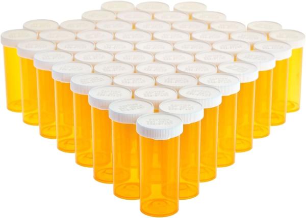 Empty Pill Bottles with Caps for Prescription Medication, 8-Dram Plastic Medicine Containers (Orange)