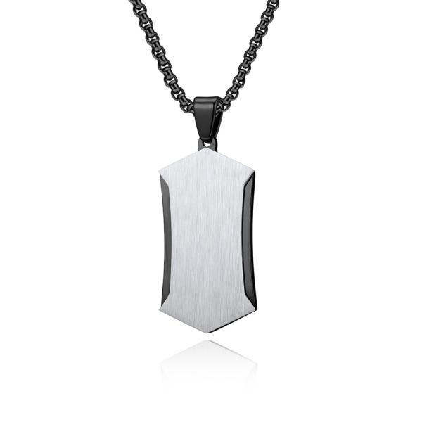 Stainless Steel Cross Pendant Necklace Christian Jewelry Satin Square Religious Cross Engraved Necklace For Men