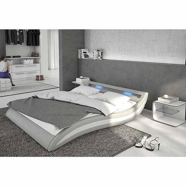 Современный стиль светодиодный свет кожаная покрытая кровать Для спальни