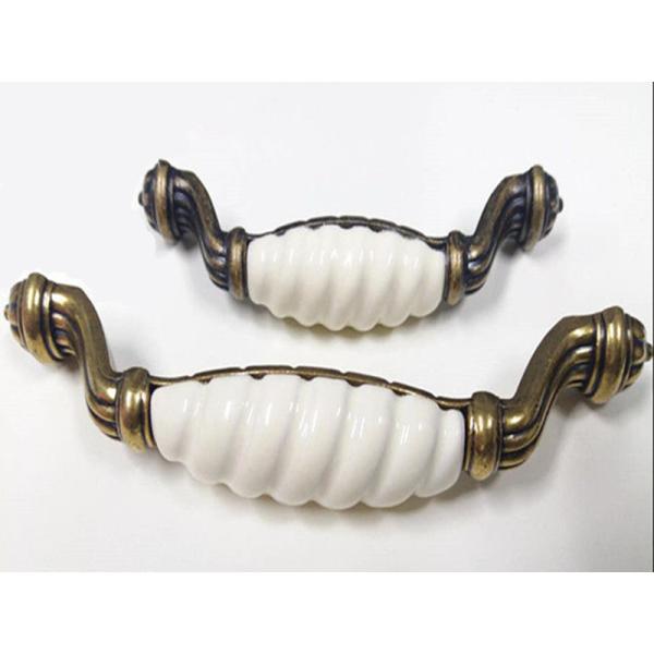 Brass Plated Ceramic Handles And Knobs 128mm Elegance Style porcelain Furniture Fittings