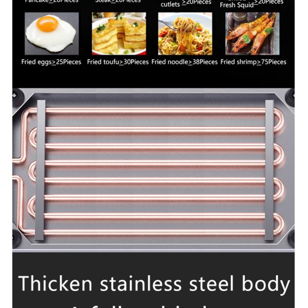 Electric Countertop Flat Griddle Plate Silver White 35kg Double Temperature Control Panel