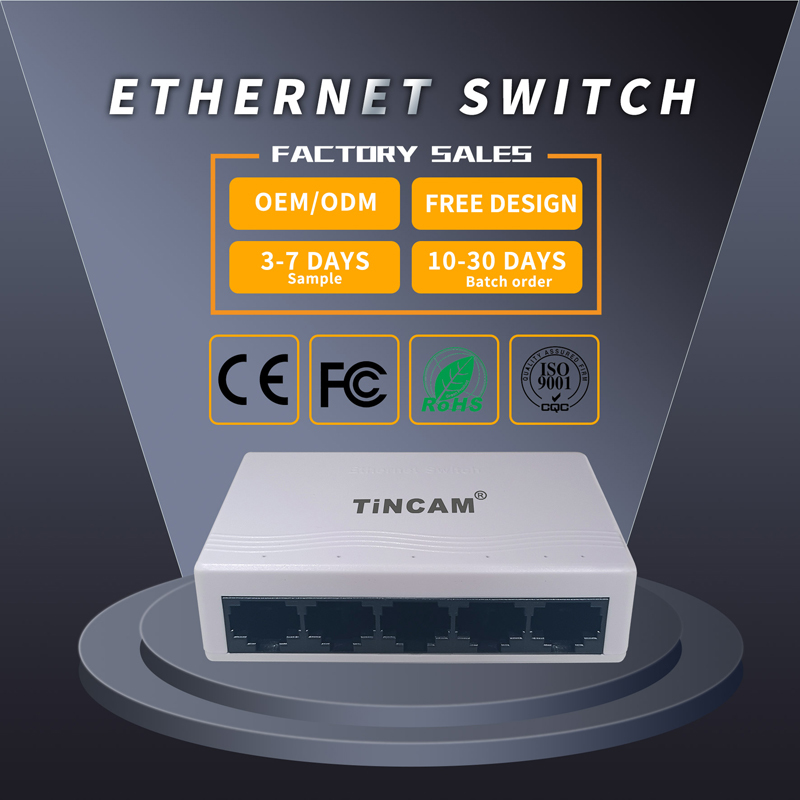 5 Port 10/100Mbps Fast Ethernet Switch Unmanaged Desktop Network Switch Plastic Housing Plug and Play External 5V Power Adapter TBC-S4005ES