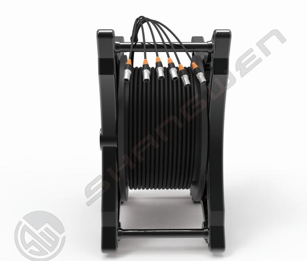 4x16A Multi-Channel Industrial Electric Signal Sockets with 6 Channels and CAT6 SF/UTP Network Cord Retractable Cable Reel