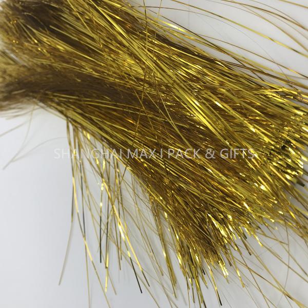 Brown Colored Plastic Shredded Tissue Paper For Gift Baskets PE Metallic Decoration