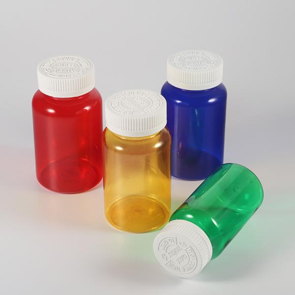 Highly Customized 4oz PET Capsule Bottle of Orange Black Plastic Nutrition Supplement with Purple Tamper Proof Packaging