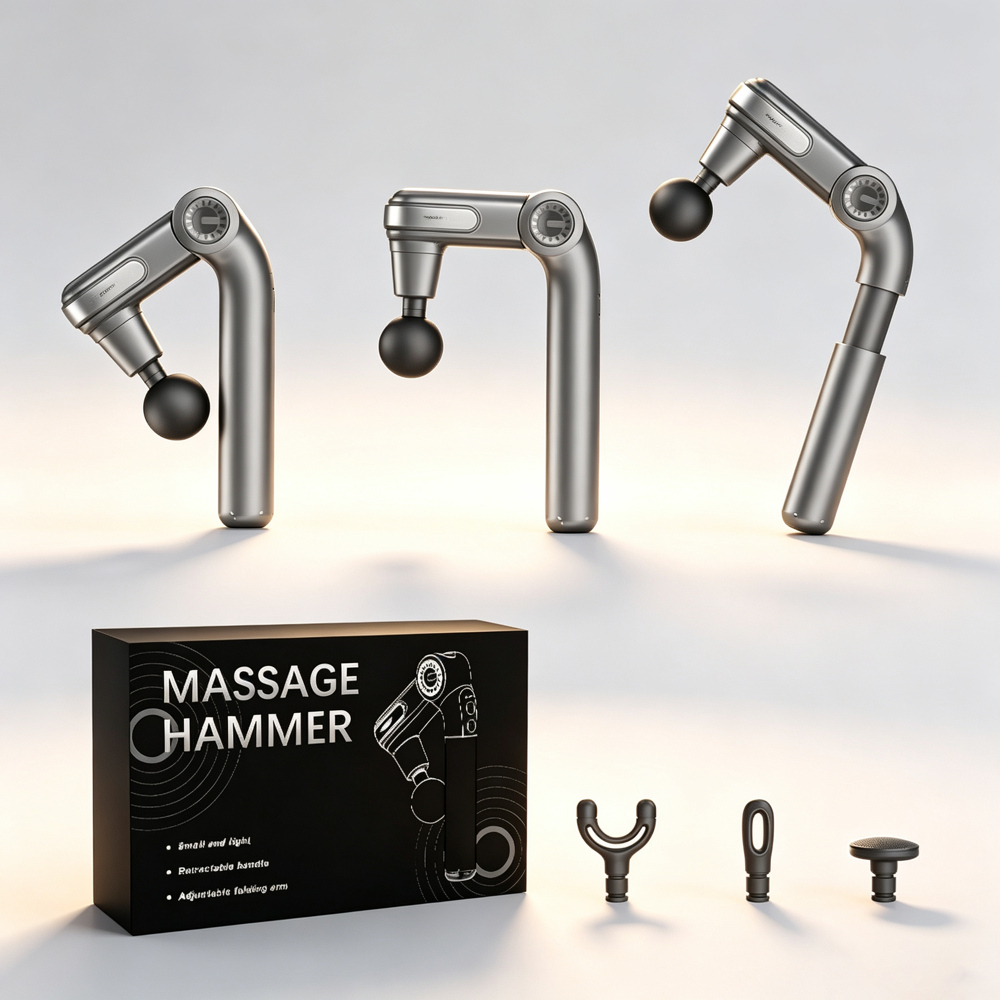 ZN-FM07 Foldable & Extendable Massage Gun - Curved & Stretched Deep Tissue Percussion Massager for Full Body Relief