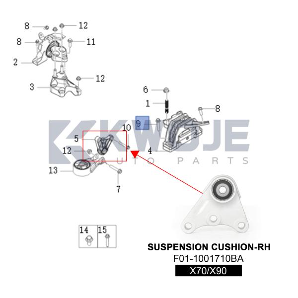 F01-1001710BA Car Engine Mount Assembly REAR SUSPENSION UPPER For Jetour X70/X90