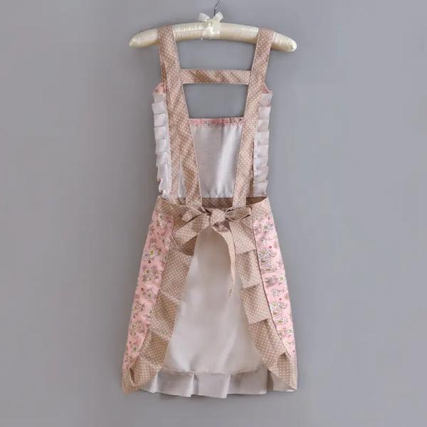 Korea Home Kitchen Decoration Durable and Breathable Floral Ruffled Aprons for Women