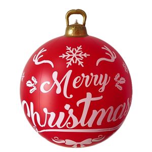 Durable PVC Red Glowing Xmas Tree Ornament Inflatable Ball Ideal for Christmas