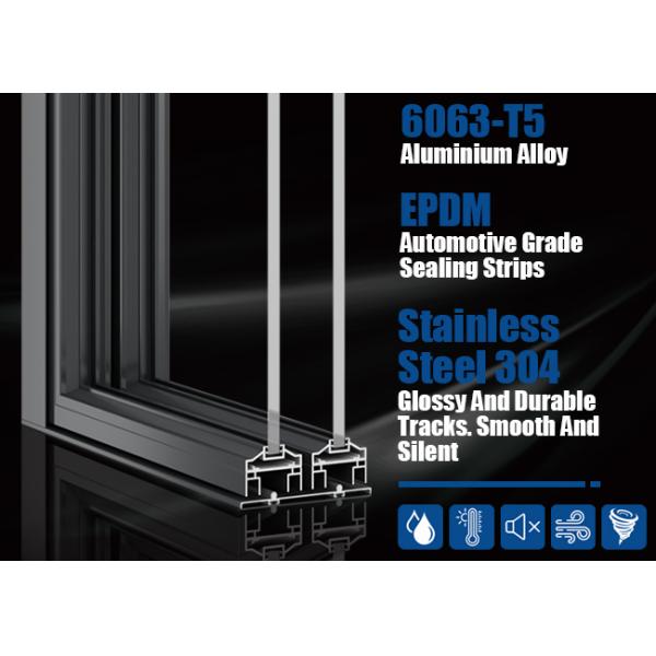 Ultra Slim Frame Interior Sliding Partition Doors Smooth Operation Windproof