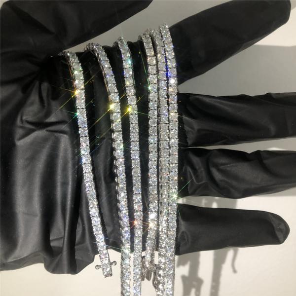 O ouro da corrente 14K do tênis de Moissanite do corte redondo chapeou a colar VVS1 do tênis de Moissanite