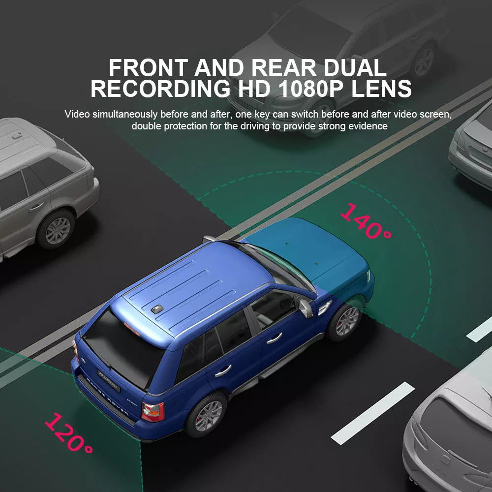 Автомобильный видеорегистратор Blackbox DVR HD 1080P с автомобильным зеркалом, установленный на приборной панели, с двойным объективом