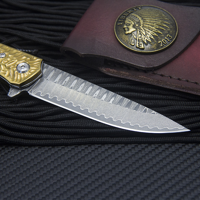 GT-N1137 Customized Damascus VG10 Steel Damascus Knife Floding Knife Tunafire
