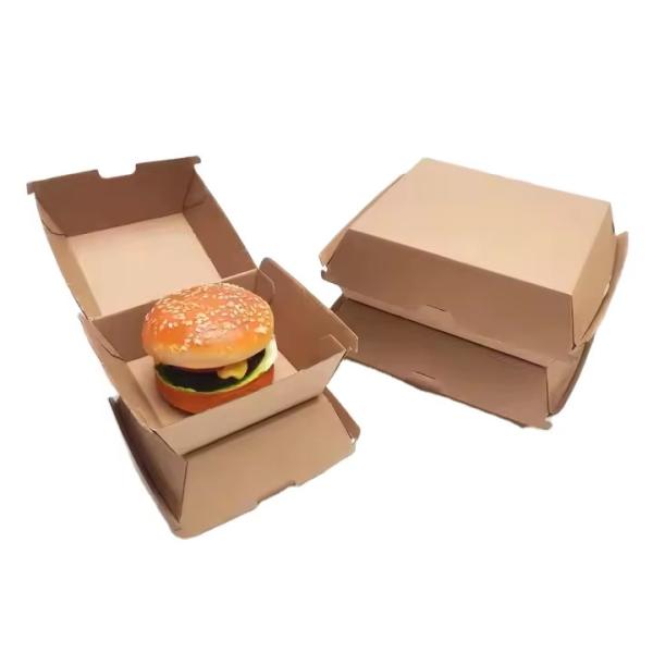 Eco-friendly Burger Boxes Customized Oil Proof Kraft Paper Fried Chicken And French Fry Packaging Box
