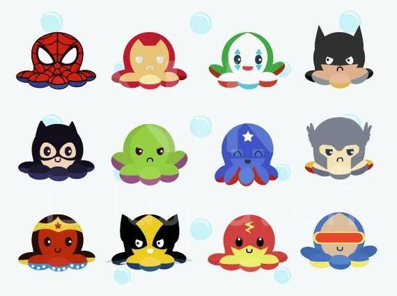 Marvel Spiderman Reversible Octopus Plush Toy Batman Iron Man Double-Sided Flip Stuffed Toys