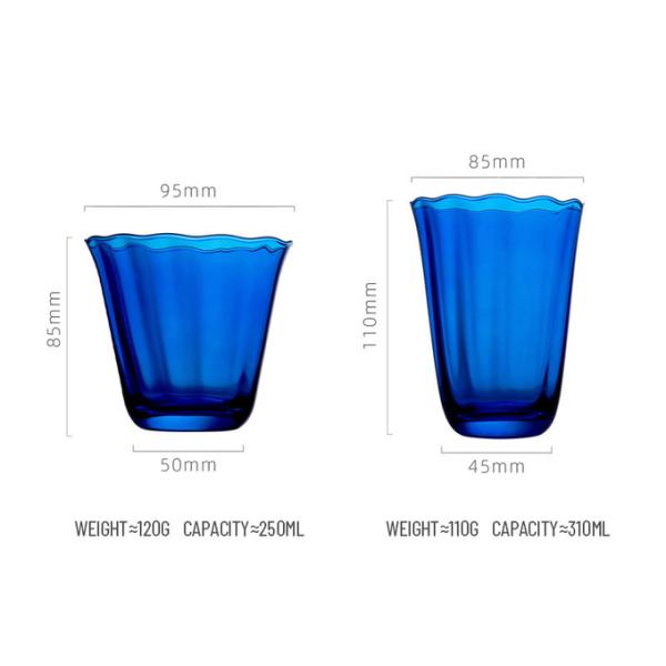 230ml Sapphire Blue Crystal Wine Glasses (Set of 7) Lead-Free Retro Goblets for Weddings