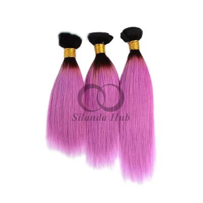 #T1B/Pink Straight Remy Human Hair Bundles Sew In Weave Bundles Brazilian Bundle Deals