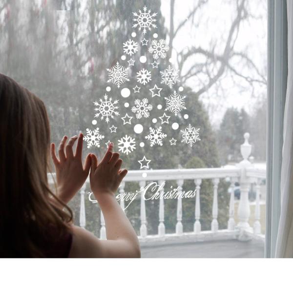 Self Adhesive Christmas Snowflake Stickers , Non Toxic Pvc Wall Sticker Easy To Operate