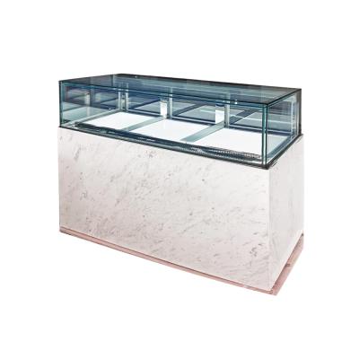 réfrigérateur de refroidissement de chocolat de 1.8m pour le joint en verre clair de mitre de 45 degrés d'affichage de chocolat