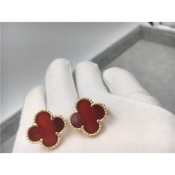 Van Cleef Arpels Vintage Alhambra earrings 18k yellow gold with carnelian