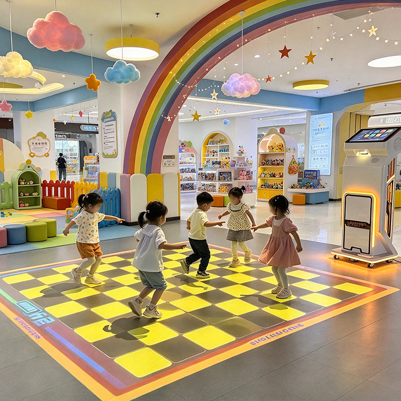 4100 Lumens Radar Sensing Interactive Floor Projector with Caster Wheels Mobile Interactive Floor Projection System