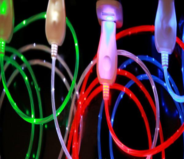 Type c iPhone lighting micro usb LED light shining bright night light USB cable