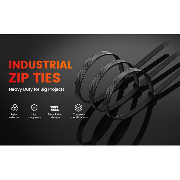 Black Double Sided Zip Ties Custom Size High Durability For Garment