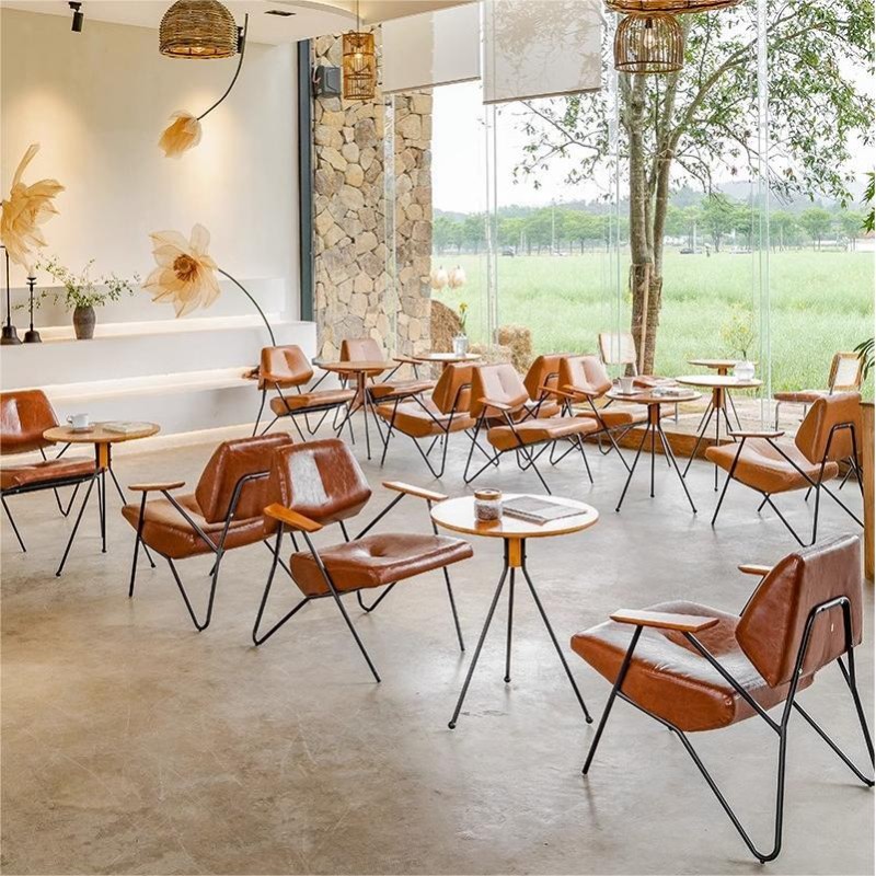 Commercial Coffee Shop Table and Chair Combination Negotiation Area Music Restaurant Leisure Chair Furniture