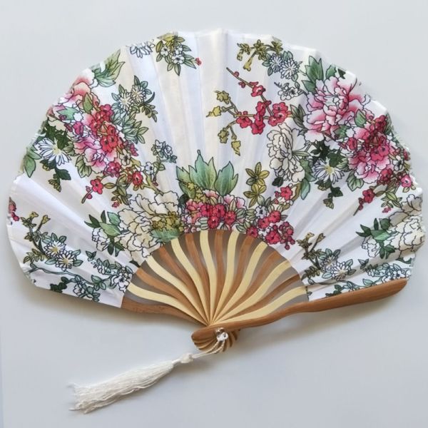 Hot Selling Seashell Flower Hand Fan Foldable Wedding Fabric Bamboo Fan