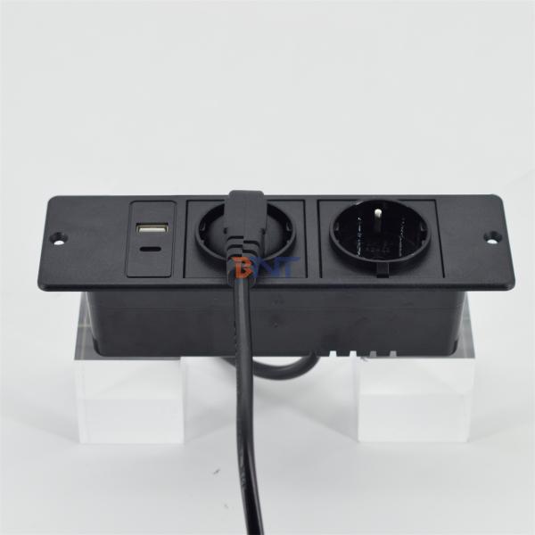 CE Approved high quality eu 2-plug desktop sofa socket with usb a+c socket set for sofa TV cabinet