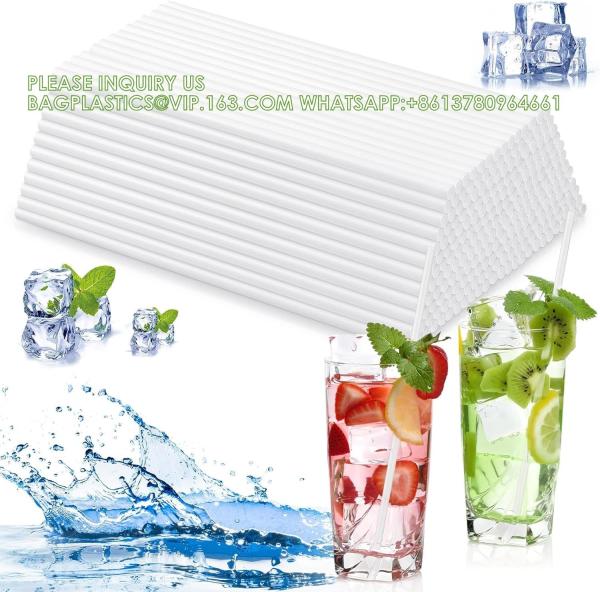 Compostable Straws 7 3/4 Inch Long - Clear Disposable Straws, Eco Friendly Drinking Straw For Milkshake Smoothies