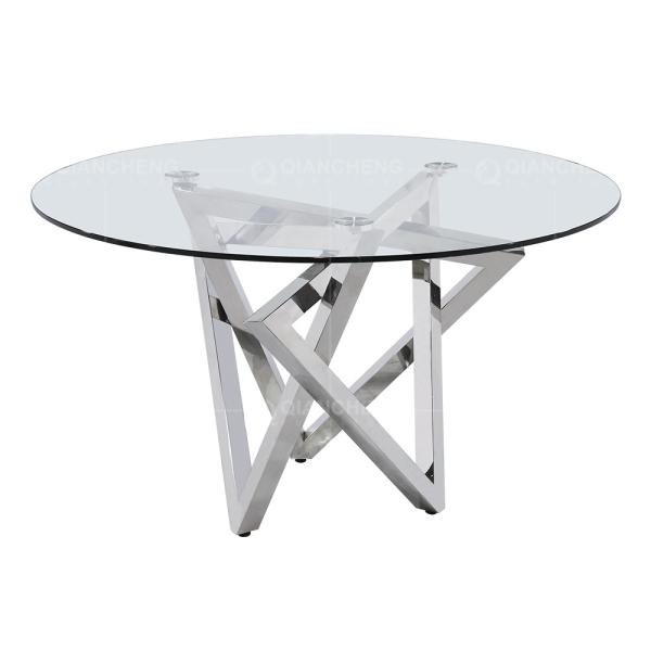 Dia 130cmx75cm Round Tempered Glass Dining Table Italian light luxury style