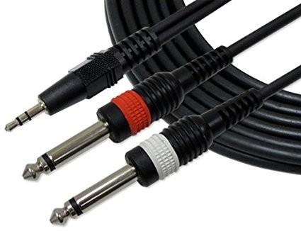 RHOS / CE Audio Link Cable 1/8 TRS Stereo to 1/4 TS Mono Cord for Computer