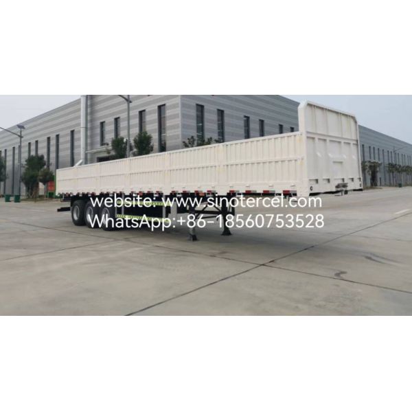 3 Axle Hydraulic Dump Tipper Semi Trailer Time Saving Convenient  Rectangular Container 
