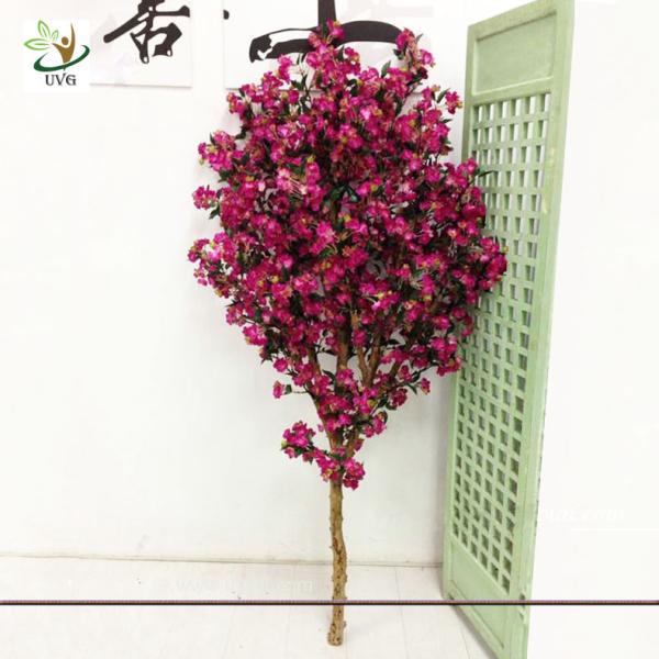 UVG 2m Rose pink artificial cherry tree branches with silk blossoms for garden decoration