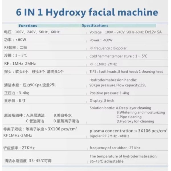Cleaning Hydra Beauty Machine Bipolar RF Nano Spraying 6 Handles