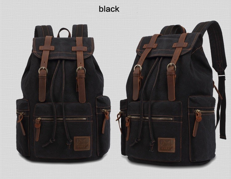 Женщины рюкзака кожи холста Drawstring большого перемещения Unisex